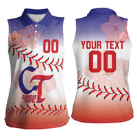 Custom Baseball Chinese Taipei Women Sleeveless Polo Shirt National Plum Blossom - Dynamic Style - Wonder Print Shop