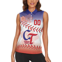 Custom Baseball Chinese Taipei Women Sleeveless Polo Shirt National Plum Blossom - Dynamic Style - Wonder Print Shop