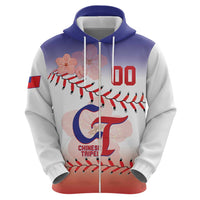 Custom Baseball Chinese Taipei Zip Hoodie National Plum Blossom - Dynamic Style - Wonder Print Shop