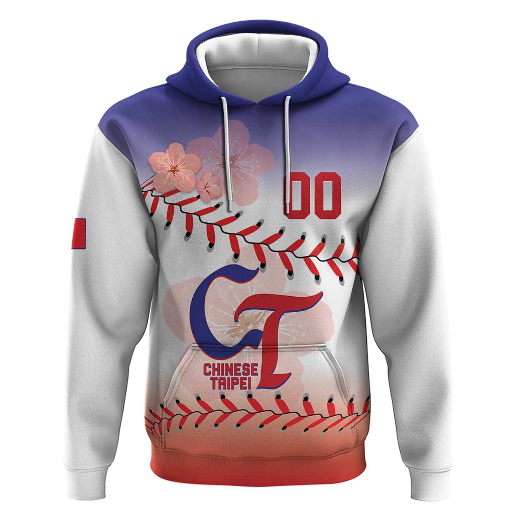 Custom Baseball Chinese Taipei Zip Hoodie National Plum Blossom - Dynamic Style - Wonder Print Shop