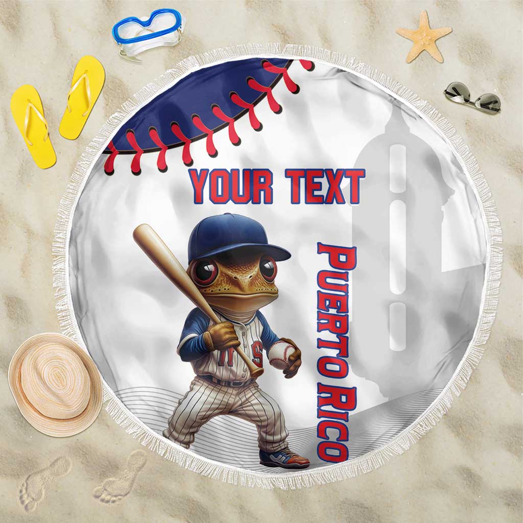 Custom Baseball Puerto Rico Beach Blanket Coqui Mascot - Dynamic Style - Wonder Print Shop