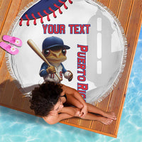 Custom Baseball Puerto Rico Beach Blanket Coqui Mascot - Dynamic Style - Wonder Print Shop