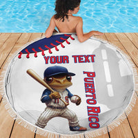 Custom Baseball Puerto Rico Beach Blanket Coqui Mascot - Dynamic Style - Wonder Print Shop