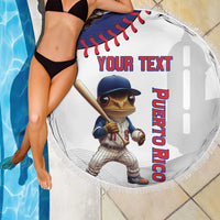 Custom Baseball Puerto Rico Beach Blanket Coqui Mascot - Dynamic Style - Wonder Print Shop