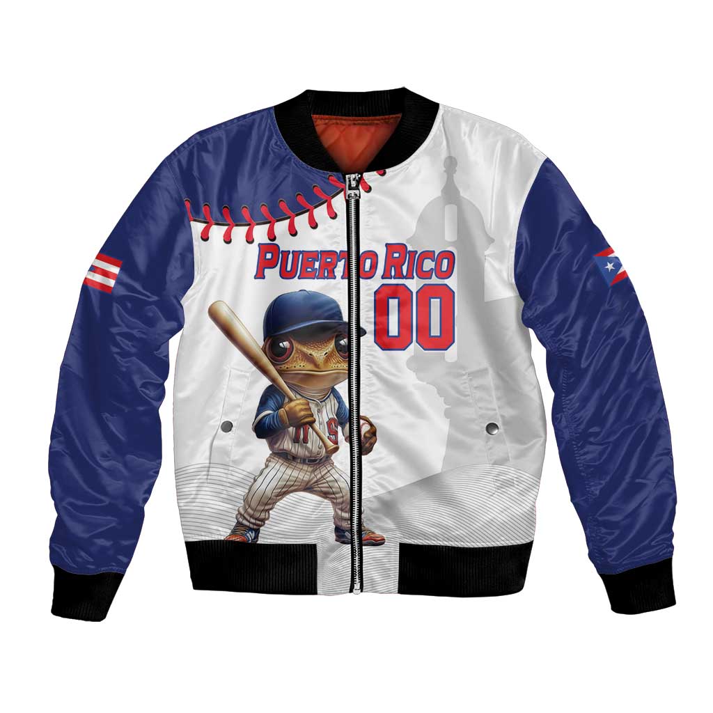 Custom Baseball Puerto Rico Bomber Jacket Coqui Mascot - Dynamic Style - Wonder Print Shop