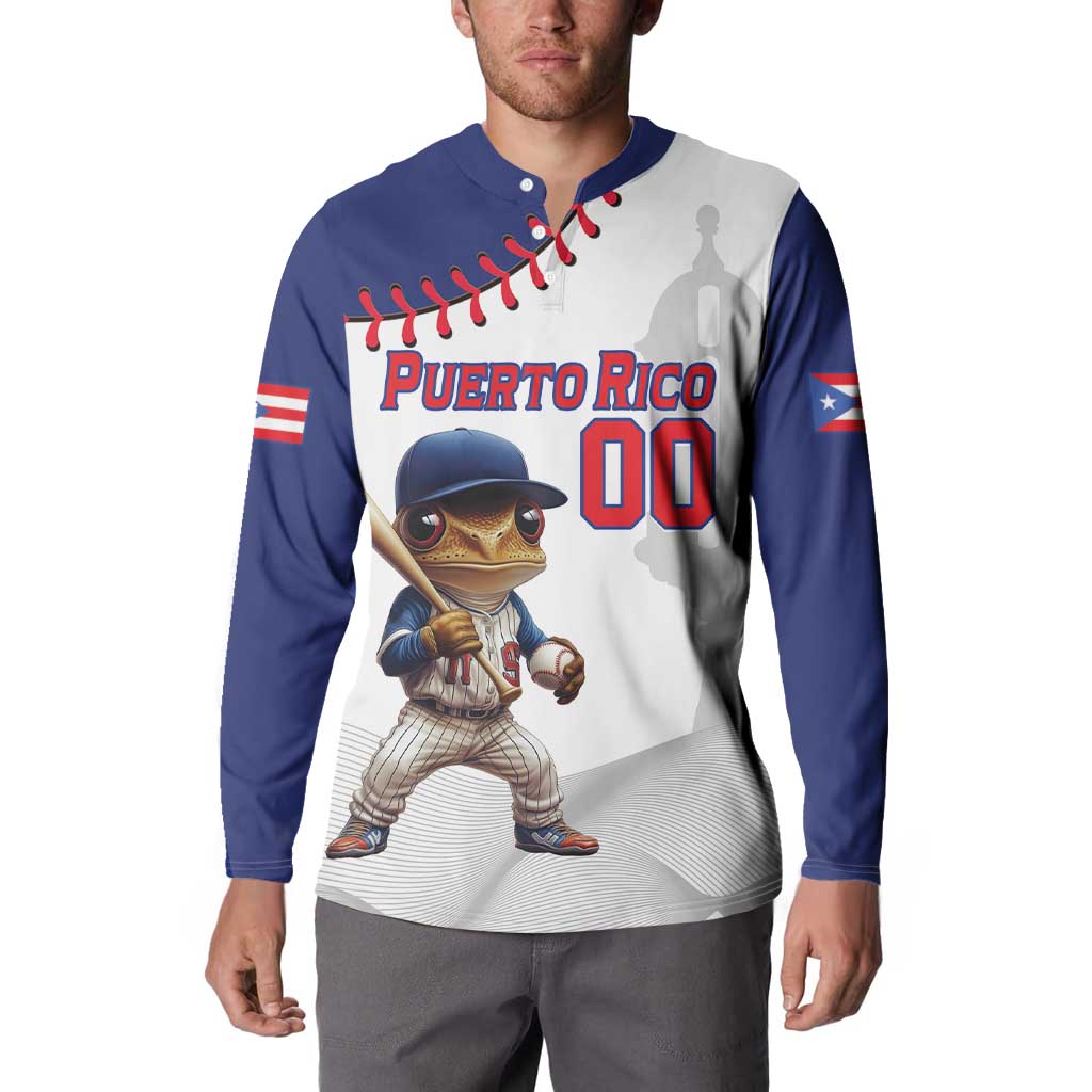Custom Baseball Puerto Rico Button Sweatshirt Coqui Mascot - Dynamic Style - Wonder Print Shop