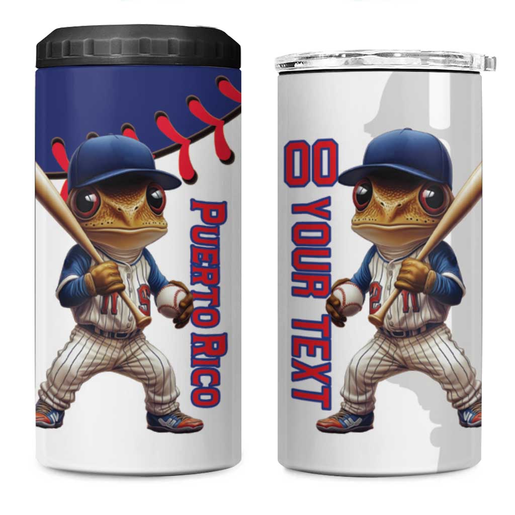 Custom Baseball Puerto Rico 4 in 1 Can Cooler Tumbler Coqui Mascot - Dynamic Style - Wonder Print Shop