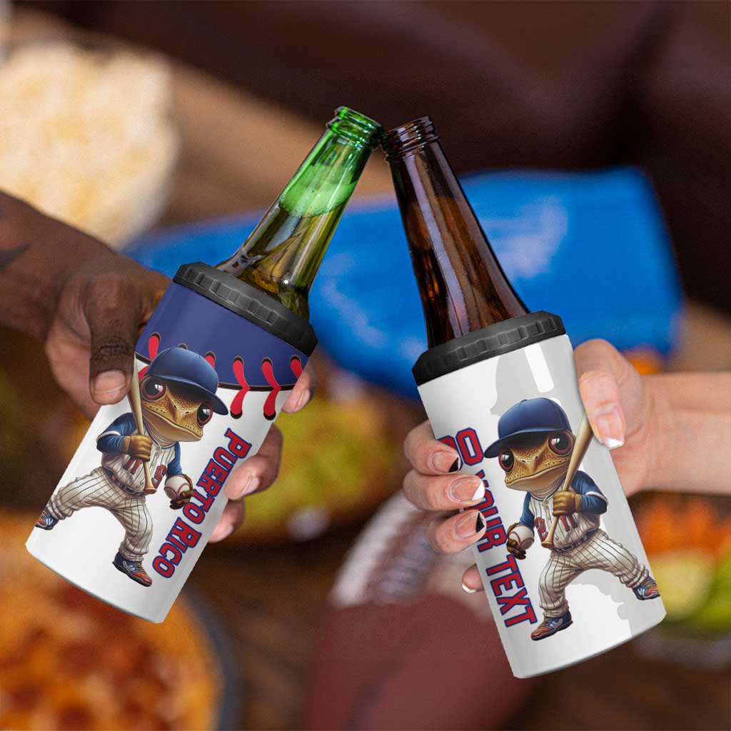 Custom Baseball Puerto Rico 4 in 1 Can Cooler Tumbler Coqui Mascot - Dynamic Style - Wonder Print Shop