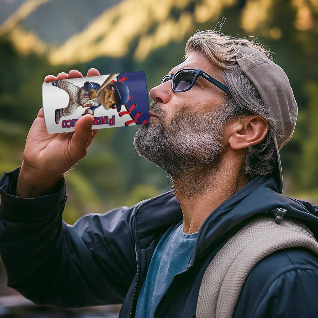 Custom Baseball Puerto Rico 4 in 1 Can Cooler Tumbler Coqui Mascot - Dynamic Style - Wonder Print Shop