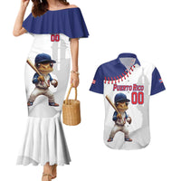 Custom Baseball Puerto Rico Couples Matching Mermaid Dress and Hawaiian Shirt Coqui Mascot - Dynamic Style - Wonder Print Shop