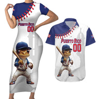 Custom Baseball Puerto Rico Couples Matching Short Sleeve Bodycon Dress and Hawaiian Shirt Coqui Mascot - Dynamic Style - Wonder Print Shop