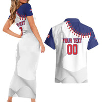 Custom Baseball Puerto Rico Couples Matching Short Sleeve Bodycon Dress and Hawaiian Shirt Coqui Mascot - Dynamic Style - Wonder Print Shop