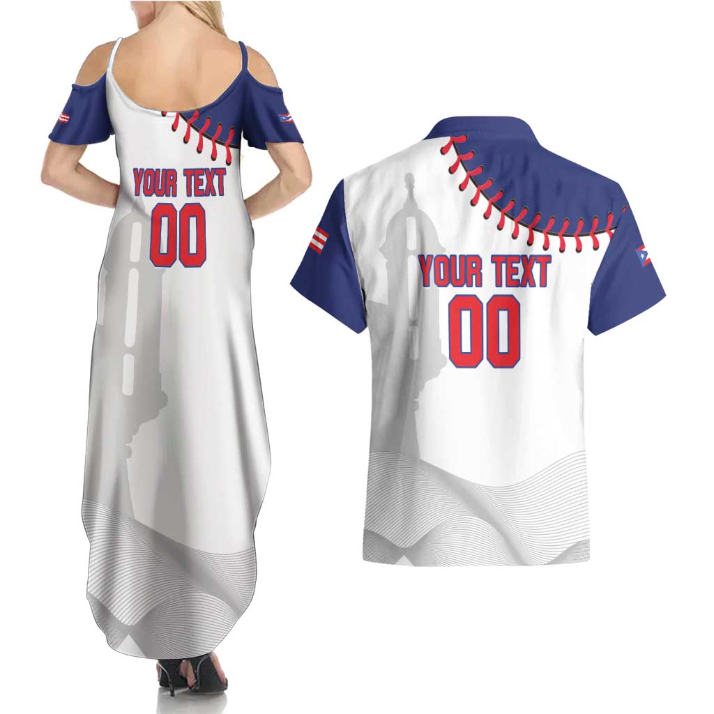 Custom Baseball Puerto Rico Couples Matching Summer Maxi Dress and Hawaiian Shirt Coqui Mascot - Dynamic Style - Wonder Print Shop
