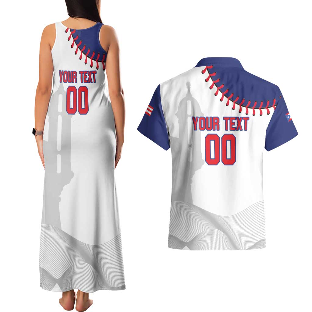 Custom Baseball Puerto Rico Couples Matching Tank Maxi Dress and Hawaiian Shirt Coqui Mascot - Dynamic Style - Wonder Print Shop