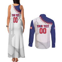 Custom Baseball Puerto Rico Couples Matching Tank Maxi Dress and Long Sleeve Button Shirt Coqui Mascot - Dynamic Style - Wonder Print Shop