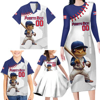 Custom Baseball Puerto Rico Family Matching Long Sleeve Bodycon Dress and Hawaiian Shirt Coqui Mascot - Dynamic Style - Wonder Print Shop
