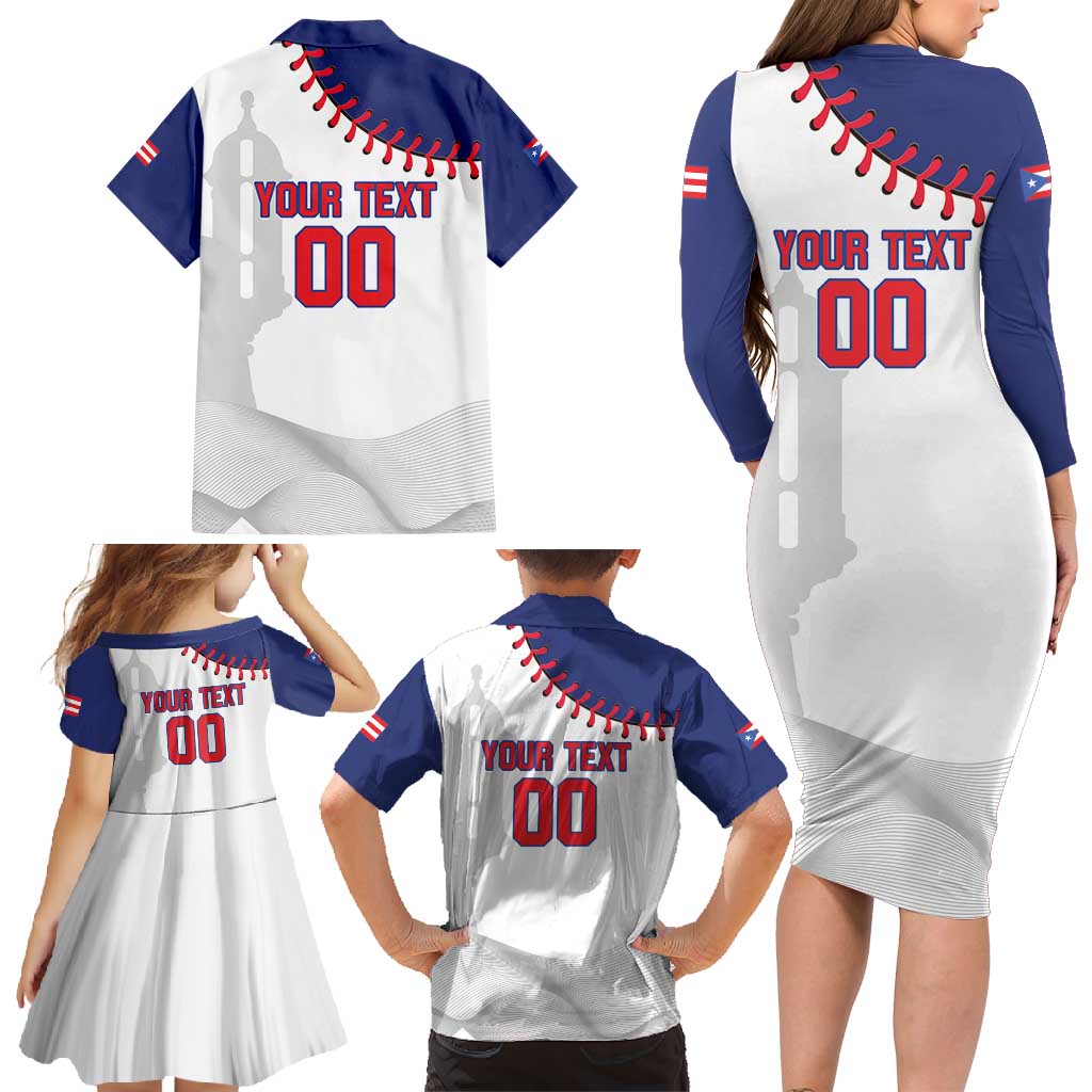 Custom Baseball Puerto Rico Family Matching Long Sleeve Bodycon Dress and Hawaiian Shirt Coqui Mascot - Dynamic Style - Wonder Print Shop