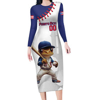 Custom Baseball Puerto Rico Family Matching Long Sleeve Bodycon Dress and Hawaiian Shirt Coqui Mascot - Dynamic Style - Wonder Print Shop
