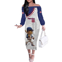 Custom Baseball Puerto Rico Family Matching Off The Shoulder Long Sleeve Dress and Hawaiian Shirt Coqui Mascot - Dynamic Style - Wonder Print Shop