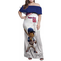 Custom Baseball Puerto Rico Family Matching Off Shoulder Maxi Dress and Hawaiian Shirt Coqui Mascot - Dynamic Style - Wonder Print Shop