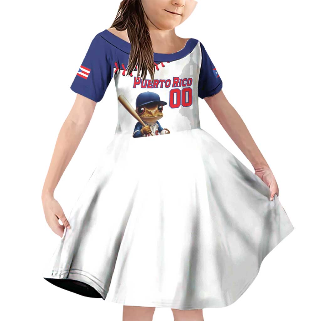 Custom Baseball Puerto Rico Family Matching Off Shoulder Short Dress and Hawaiian Shirt Coqui Mascot - Dynamic Style - Wonder Print Shop
