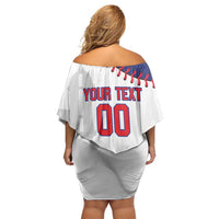 Custom Baseball Puerto Rico Family Matching Off Shoulder Short Dress and Hawaiian Shirt Coqui Mascot - Dynamic Style - Wonder Print Shop