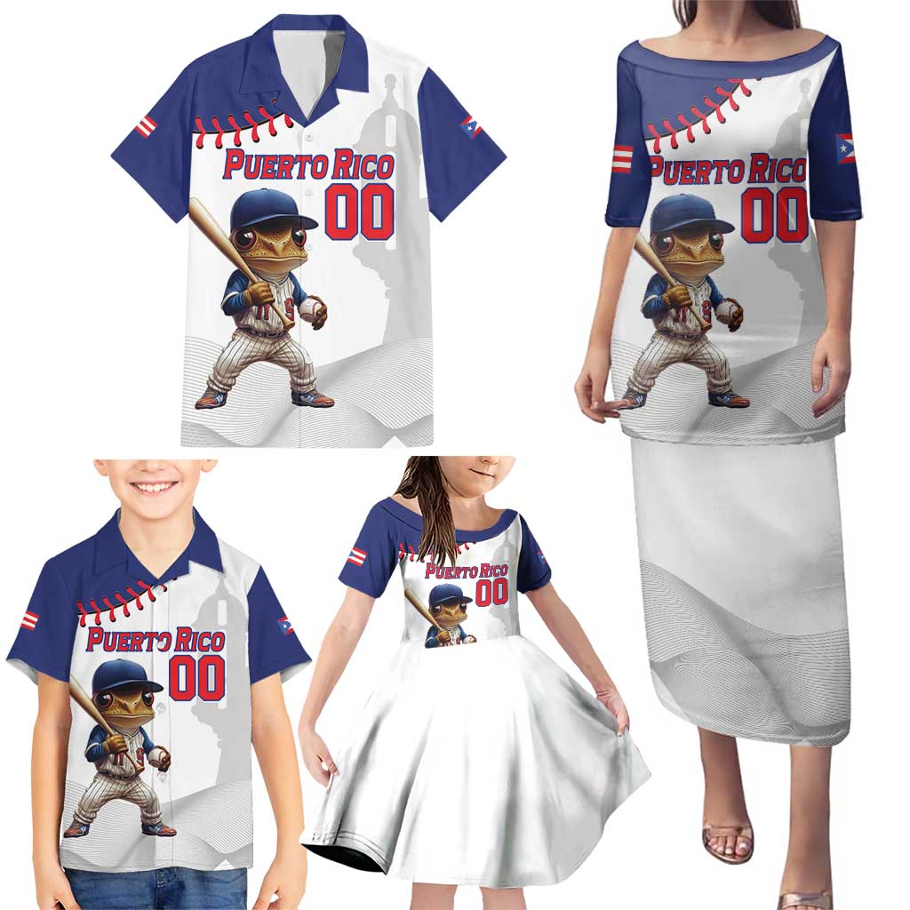 Custom Baseball Puerto Rico Family Matching Puletasi and Hawaiian Shirt Coqui Mascot - Dynamic Style - Wonder Print Shop