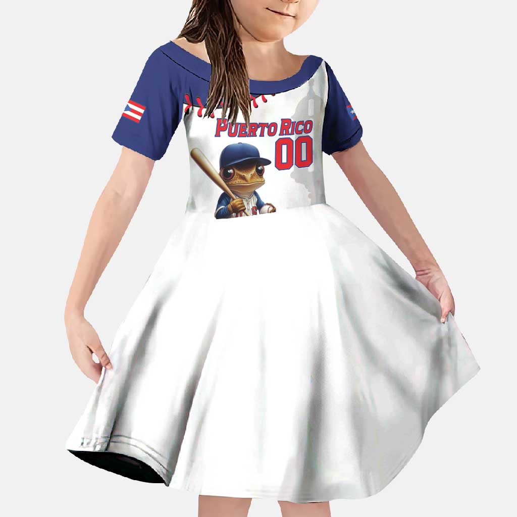 Custom Baseball Puerto Rico Family Matching Short Sleeve Bodycon Dress and Hawaiian Shirt Coqui Mascot - Dynamic Style - Wonder Print Shop