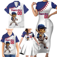 Custom Baseball Puerto Rico Family Matching Short Sleeve Bodycon Dress and Hawaiian Shirt Coqui Mascot - Dynamic Style - Wonder Print Shop