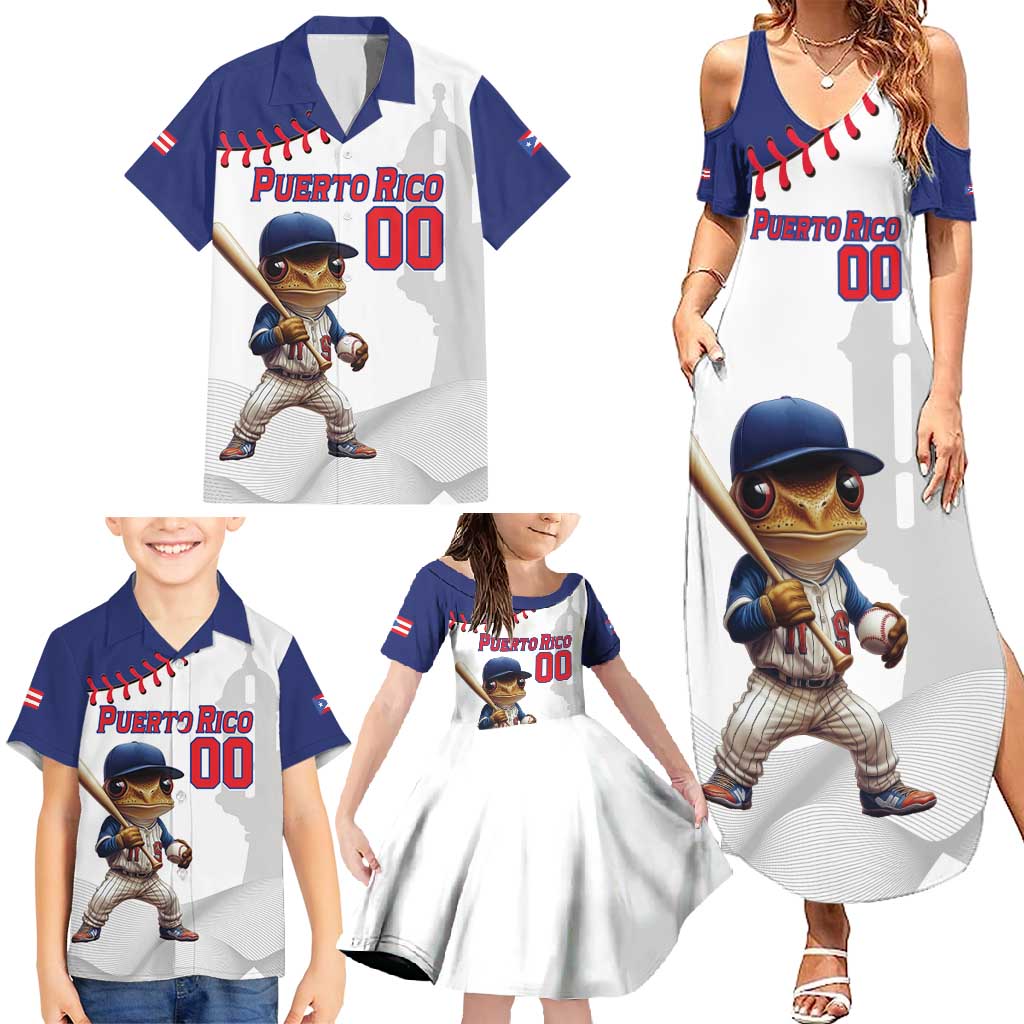 Custom Baseball Puerto Rico Family Matching Summer Maxi Dress and Hawaiian Shirt Coqui Mascot - Dynamic Style - Wonder Print Shop