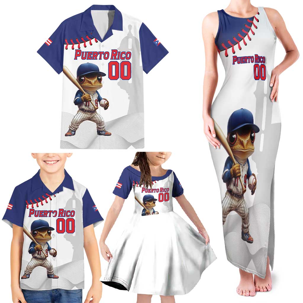 Custom Baseball Puerto Rico Family Matching Tank Maxi Dress and Hawaiian Shirt Coqui Mascot - Dynamic Style - Wonder Print Shop