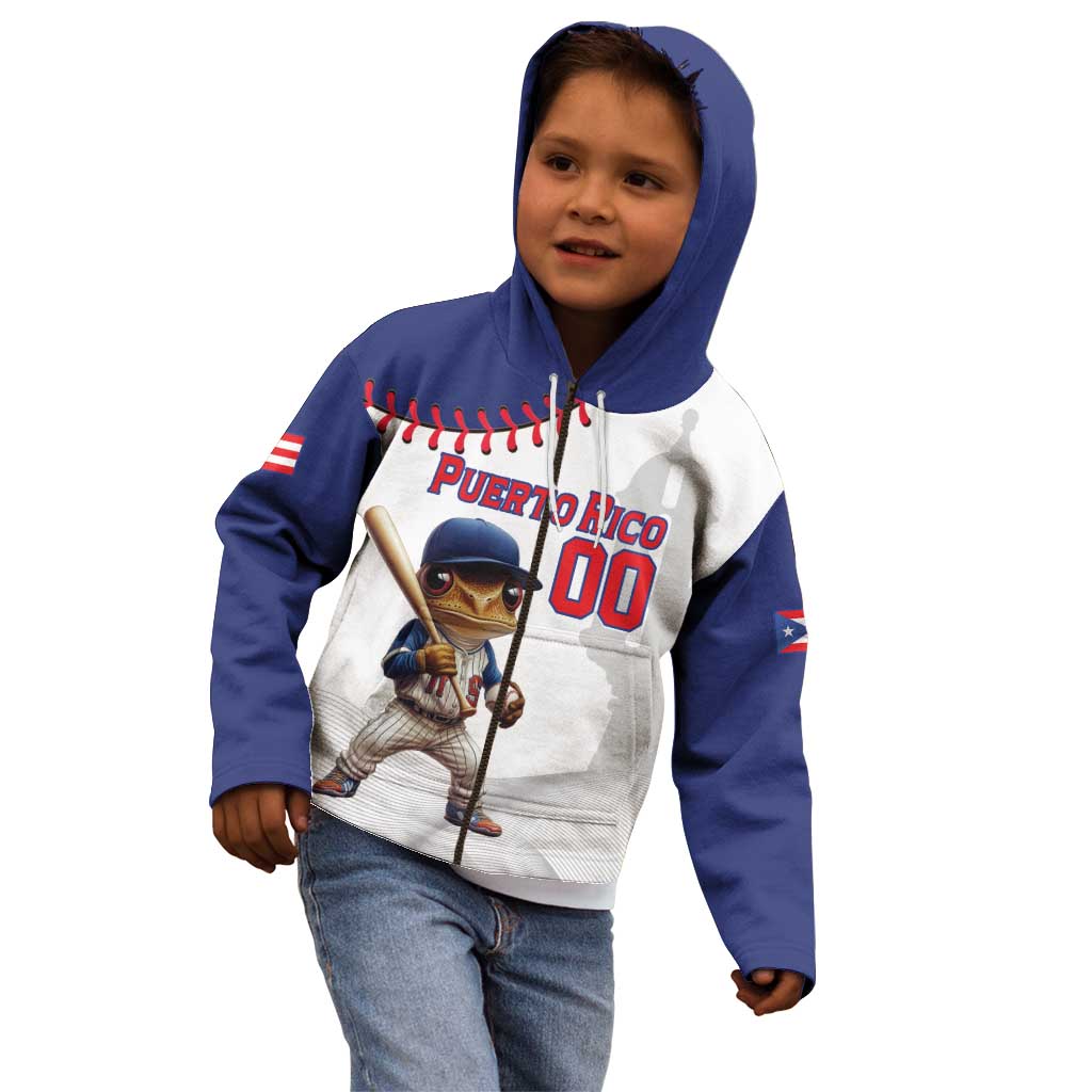Custom Baseball Puerto Rico Kid Hoodie Coqui Mascot - Dynamic Style - Wonder Print Shop