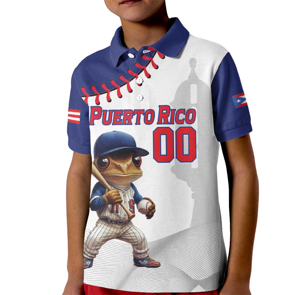 Custom Baseball Puerto Rico Kid Polo Shirt Coqui Mascot - Dynamic Style - Wonder Print Shop
