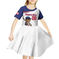 Custom Baseball Puerto Rico Kid Short Sleeve Dress Coqui Mascot - Dynamic Style - Wonder Print Shop