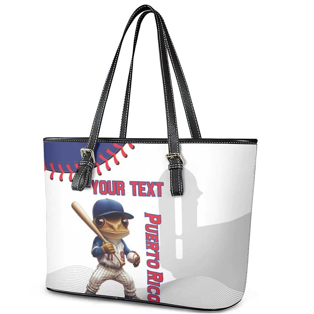 Custom Baseball Puerto Rico Leather Tote Bag Coqui Mascot - Dynamic Style - Wonder Print Shop