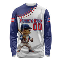 Custom Baseball Puerto Rico Long Sleeve Shirt Coqui Mascot - Dynamic Style - Wonder Print Shop