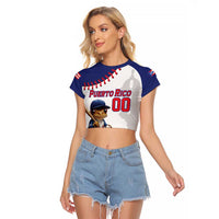 Custom Baseball Puerto Rico Raglan Cropped T Shirt Coqui Mascot - Dynamic Style - Wonder Print Shop
