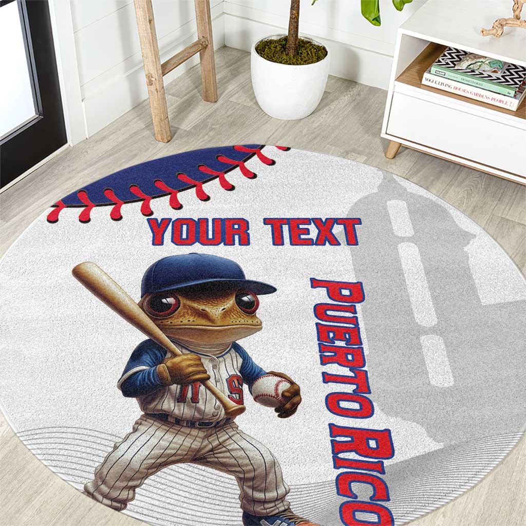 Custom Baseball Puerto Rico Round Carpet Coqui Mascot - Dynamic Style