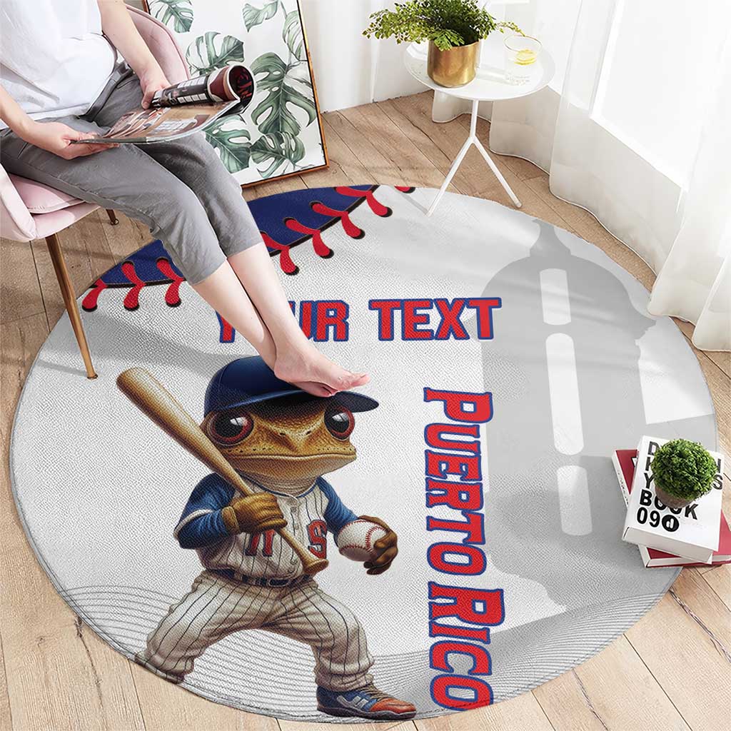 Custom Baseball Puerto Rico Round Carpet Coqui Mascot - Dynamic Style
