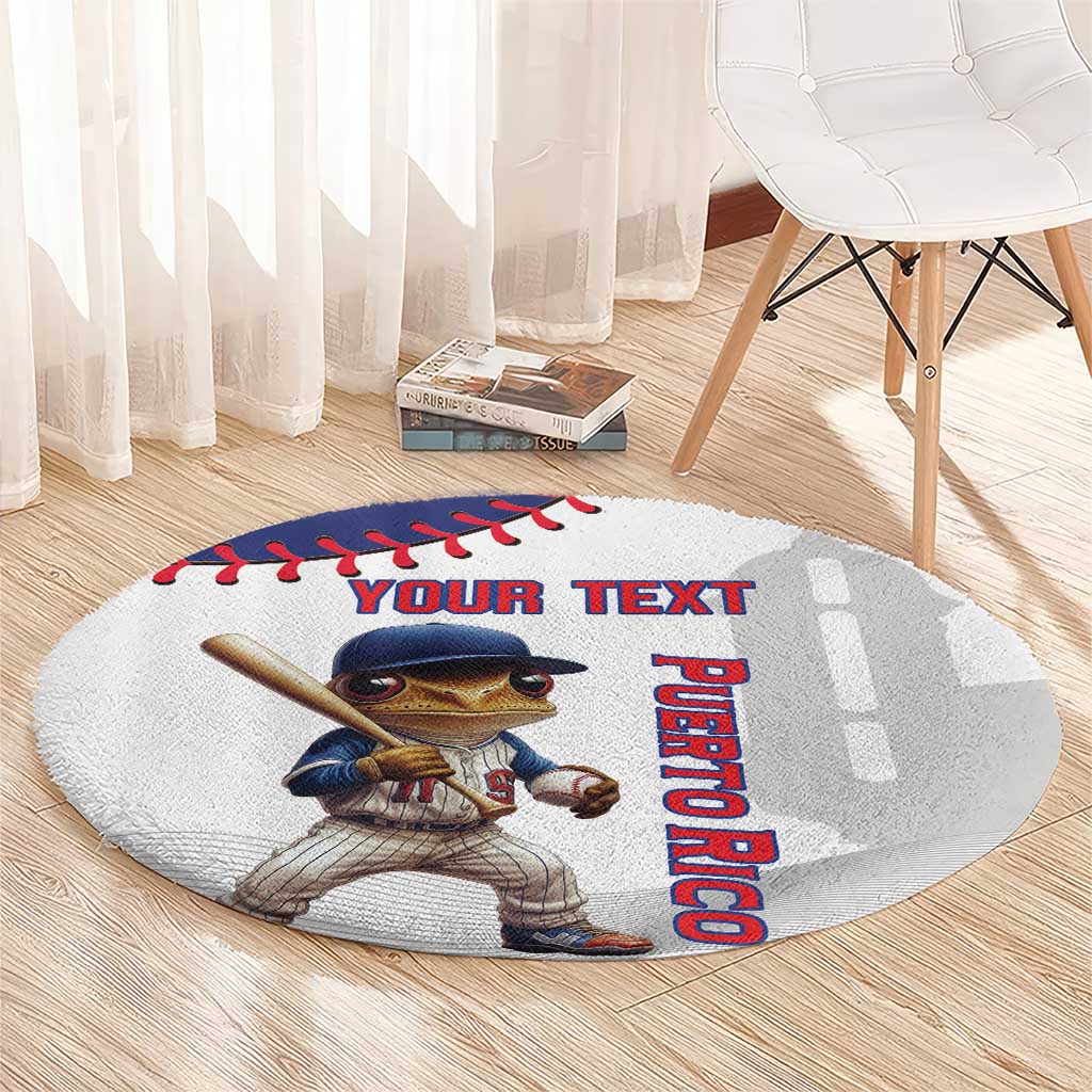 Custom Baseball Puerto Rico Round Carpet Coqui Mascot - Dynamic Style