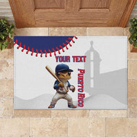 Custom Baseball Puerto Rico Rubber Doormat Coqui Mascot - Dynamic Style - Wonder Print Shop