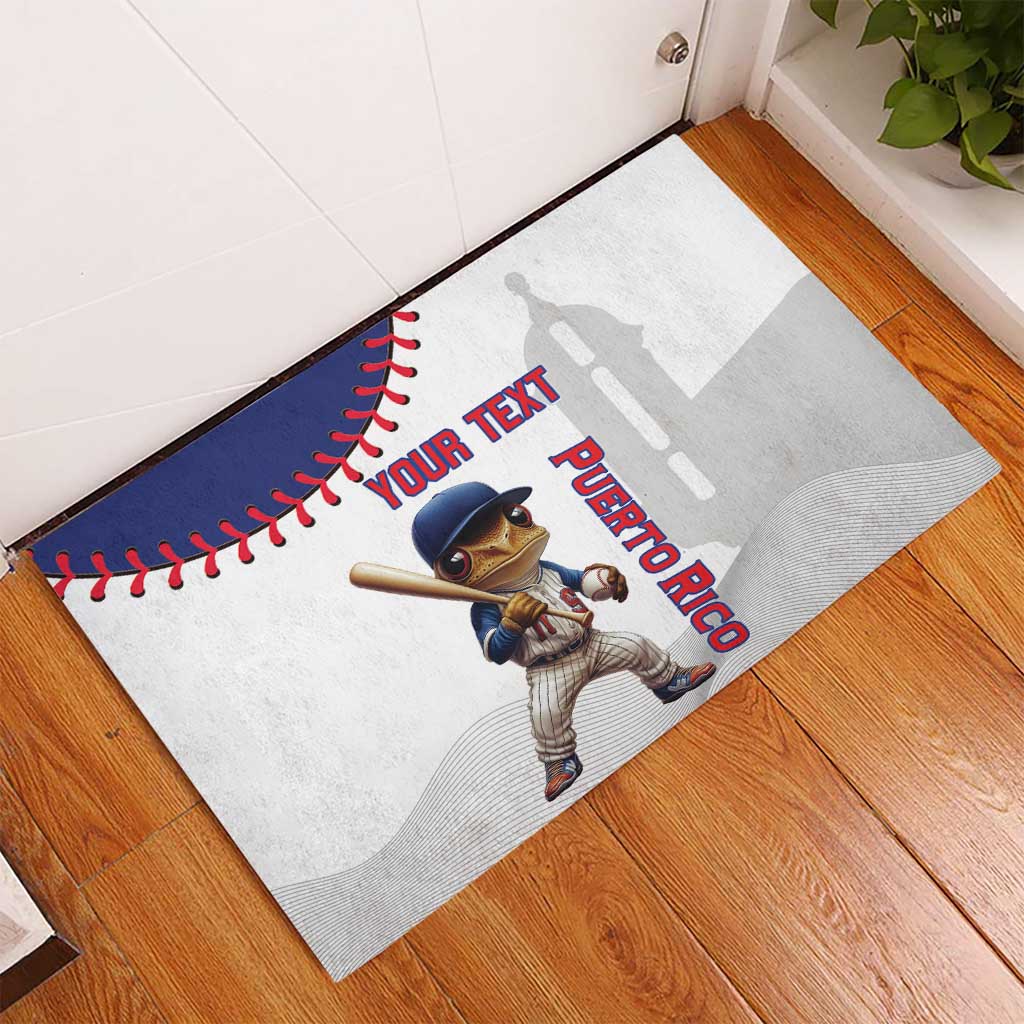 Custom Baseball Puerto Rico Rubber Doormat Coqui Mascot - Dynamic Style - Wonder Print Shop