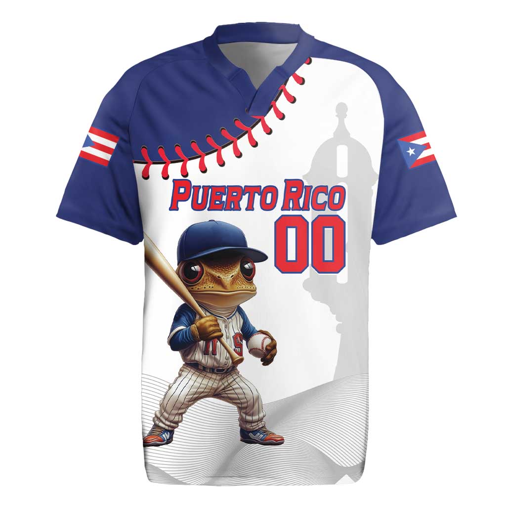 Custom Baseball Puerto Rico Rugby Jersey Coqui Mascot - Dynamic Style - Wonder Print Shop