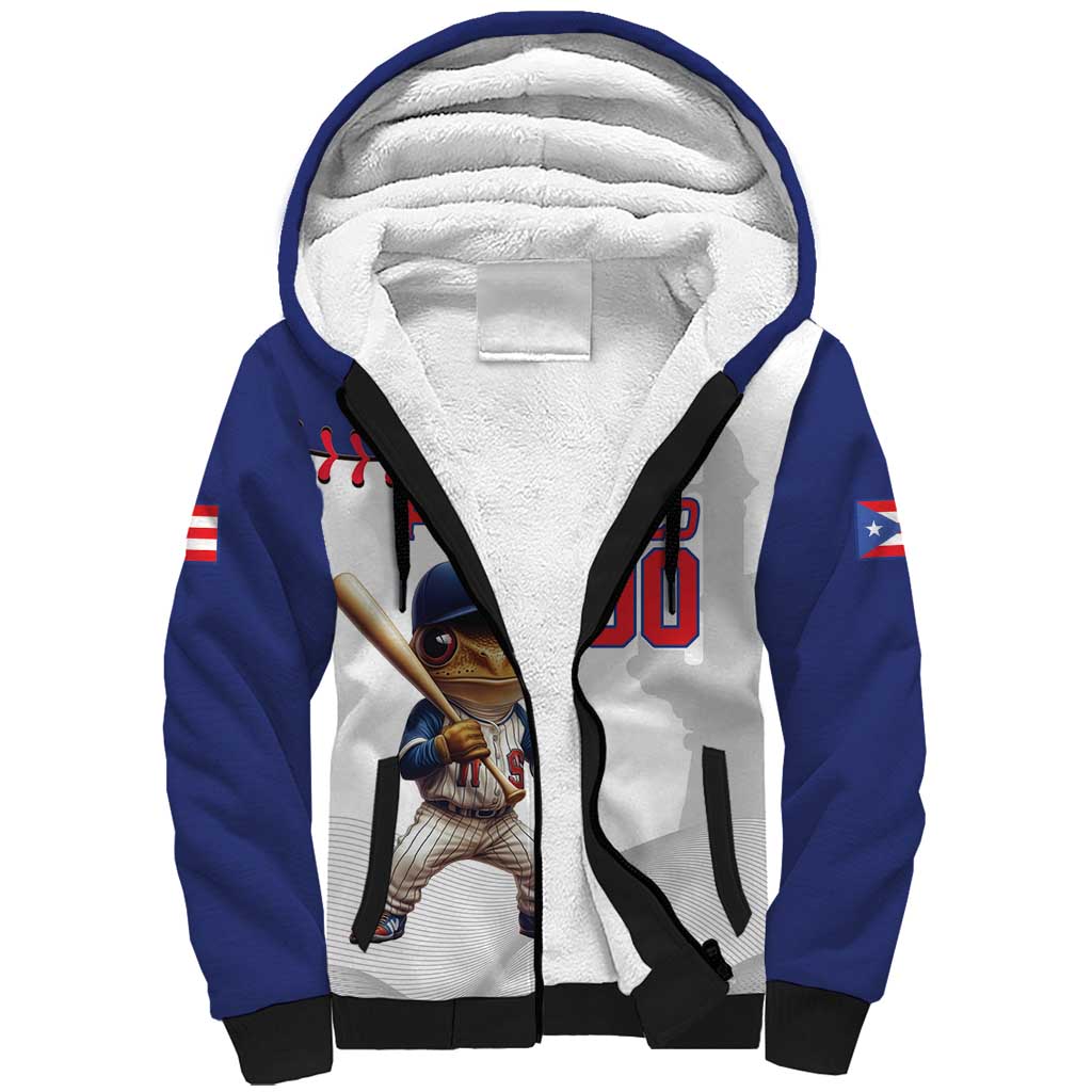 Custom Baseball Puerto Rico Sherpa Hoodie Coqui Mascot - Dynamic Style - Wonder Print Shop