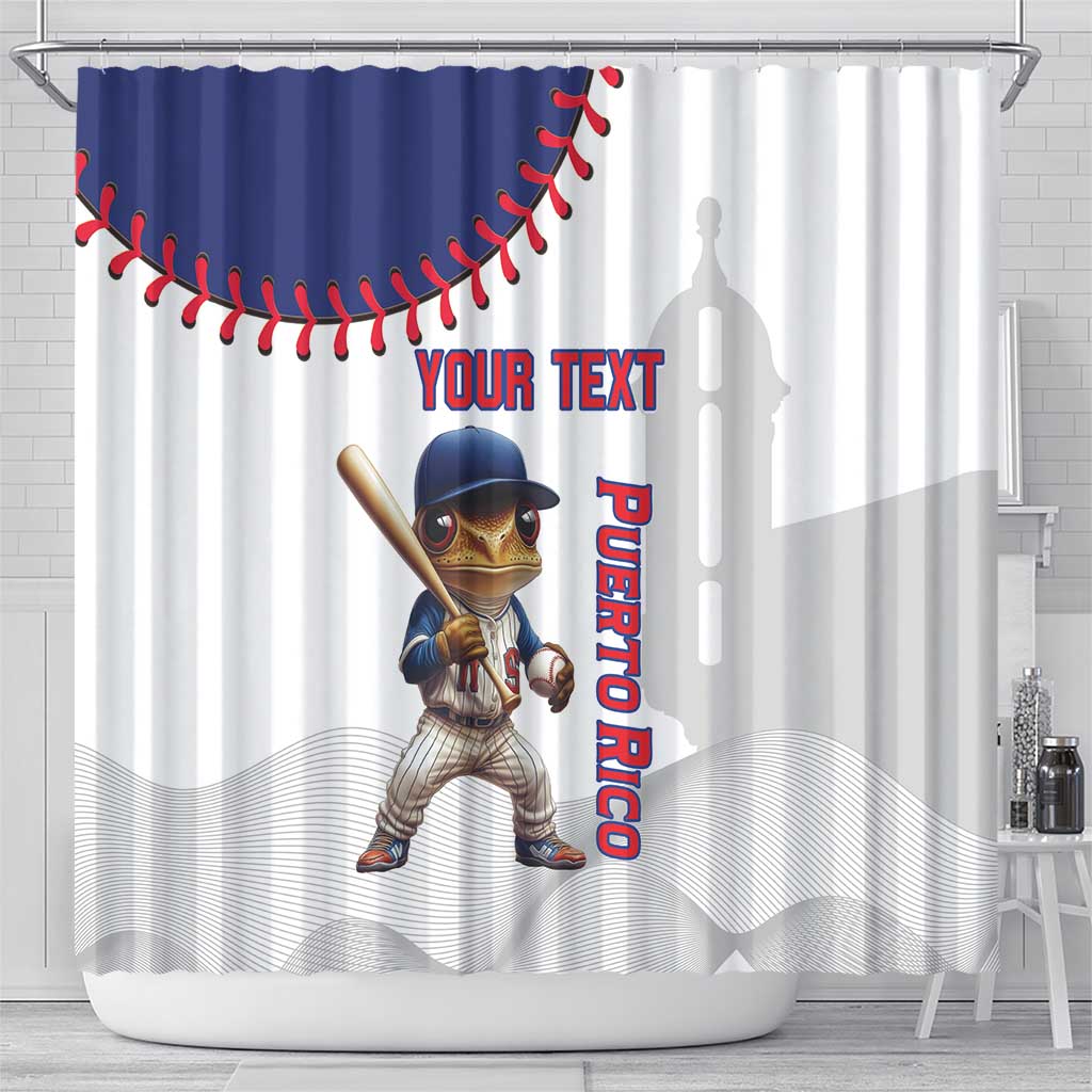 Custom Baseball Puerto Rico Shower Curtain Coqui Mascot - Dynamic Style