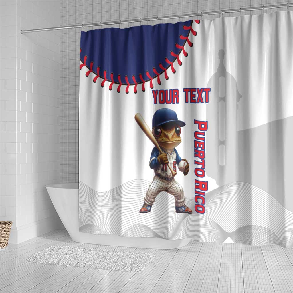 Custom Baseball Puerto Rico Shower Curtain Coqui Mascot - Dynamic Style
