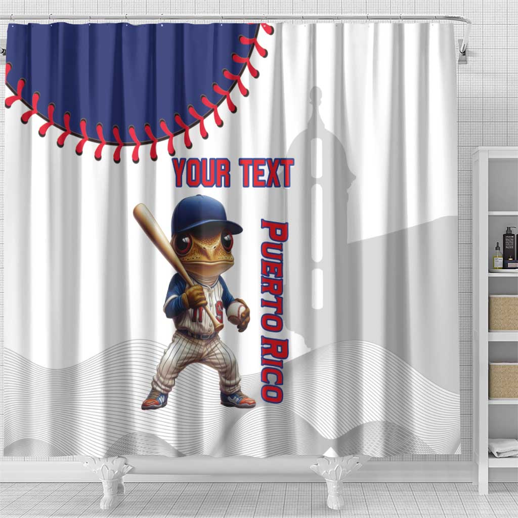 Custom Baseball Puerto Rico Shower Curtain Coqui Mascot - Dynamic Style