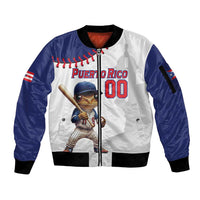 Custom Baseball Puerto Rico Sleeve Zip Bomber Jacket Coqui Mascot - Dynamic Style - Wonder Print Shop