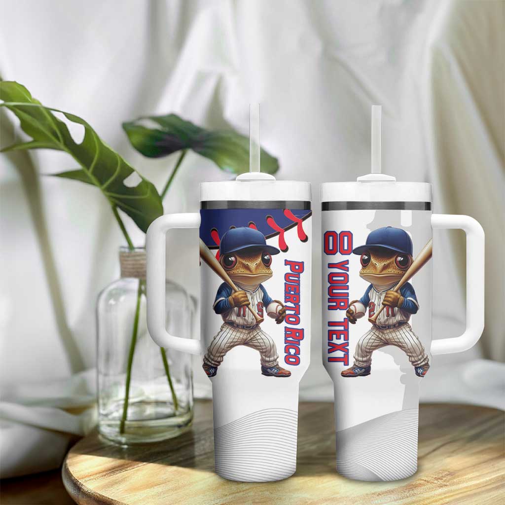 Custom Baseball Puerto Rico Tumbler With Handle Coqui Mascot - Dynamic Style - Wonder Print Shop