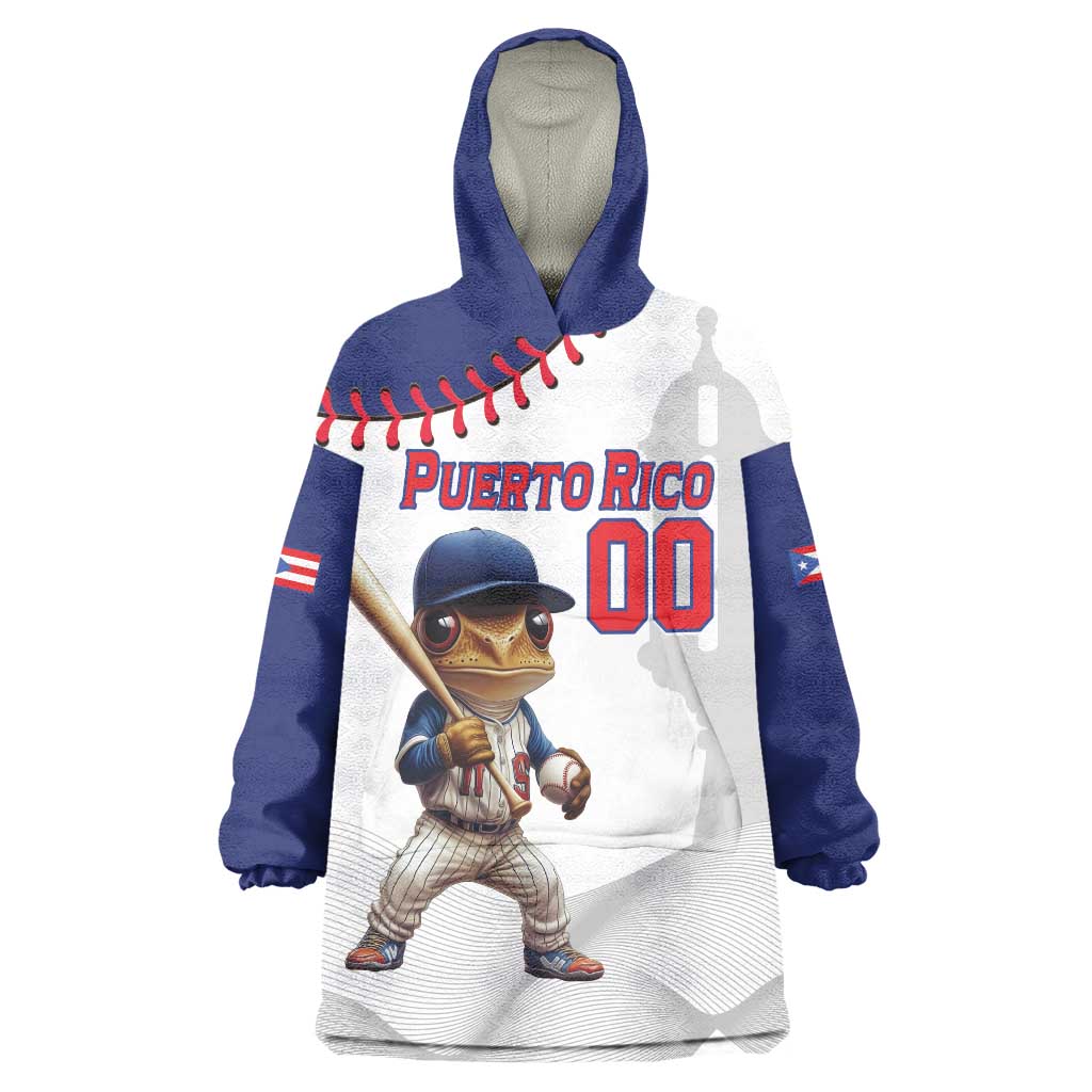 Custom Baseball Puerto Rico Wearable Blanket Hoodie Coqui Mascot - Dynamic Style - Wonder Print Shop